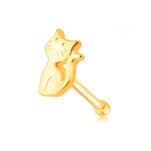 Piercing za nos iz rumenega zlata 585 – mačka z dvignjenim repom