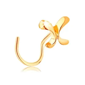 Piercing za nos iz zlata 585 - majhen sijoč metulj, zavit