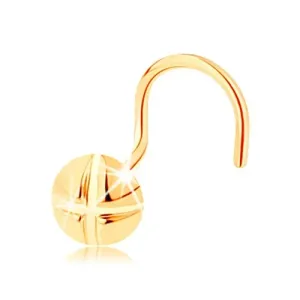 Piercing za nos iz zlata 585, zavit - okrogel vijak z zarezami