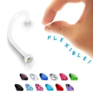 Uhan za nos - prozoren BioFlex z barvnim cirkonom - Barva cirkona: Vijolična - A