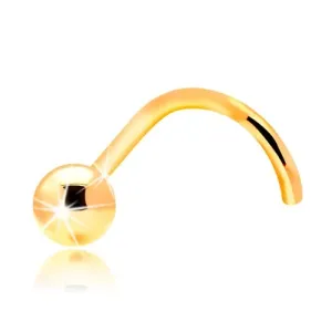 Ukrivljen piercing za nos iz 14-k zlata - sijoča gladka kroglica