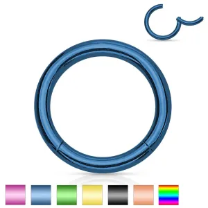 Jekleni piercing za nos ali uho, preprost sijoč krog, 1,6 mm - Širina x premer: 1,6 mm X 12 mm, Barva piercinga: Modra