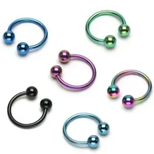 Obroček v obliki podkve s kroglicama iz anodiziranega titana - Širina piercinga: 1,2 mm, Barva cirkona: Vijolična - A