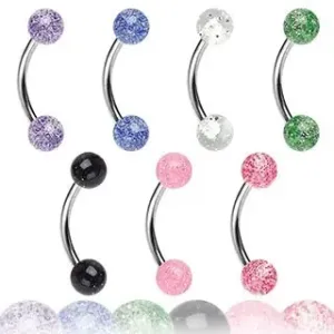 Piercing za obrv - prozorni kroglici z bleščicami - Barva piercinga: Črna