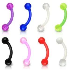Piercing za obrvi - neonski UV-kroglici - Dolžina: 8 mm, Barva piercinga: Rožnata