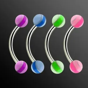 Zavit piercing za obrvi - pastelni pasovi - Barva piercinga: Modra