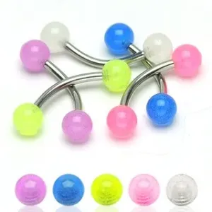 Zaviti piercingi za obrvi - prozorne bunkice 4 mm - Barva piercinga: Fluorescentno zelena