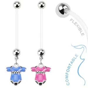 Piercing za popek iz biofleksa za nosečnice, bodi za dojenčka - Barva piercinga: Modra