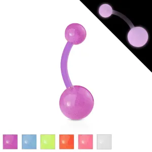 Uhan za popek - kroglice z majhnimi mehurčki - Barva piercinga: Rožnata