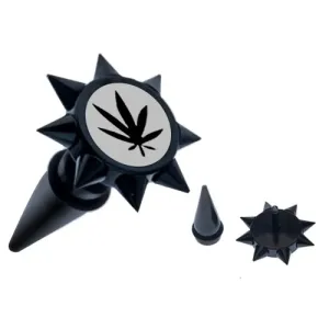 Črna imitacija razširjevalnika s konicami - jeklena, list marihuane