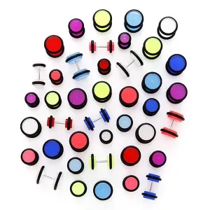 Imitacija bleščečega piercinga za uho z gumijastima obročkoma - Velikost kroglice: 10 mm, Barva piercinga: Rdeča
