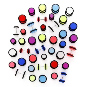 Imitacija bleščečega piercinga za uho z gumijastima obročkoma - Velikost kroglice: 12 mm, Barva piercinga: Modra
