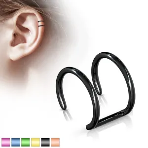 Imitacija piercinga za uho iz jekla 316L - anodiziran dvojen obroček - Barva piercinga: Črna