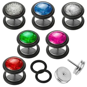 Imitacija vstavka iz jekla 316L, okrogle oblike, črne gume, različne barve, 6 mm - Barva piercinga: Modra