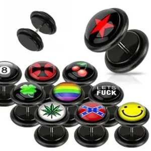Imitacija vstavka v črni barvi - različni logotipi, gumijasta obročka - Oblika kroglice: štiriperesna deteljica