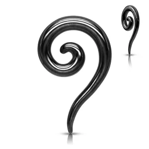Jeklen razširjevalnik za uho črne barve – gladka zvita spirala - Širina piercinga: 4 mm