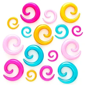 Razširjevalec za uho - bleščeče barvne spirale - Širina: 10 mm, Barva piercinga: Rumena