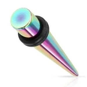 Razširjevalnik za uho iz jekla 316L, mavrične barve, površina iz titana - Širina: 10 mm
