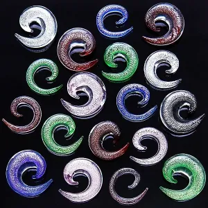 Razširjevalnik za uho - steklena spirala, različne barve - Širina piercinga: 6,5 mm, Barva: Rdeča