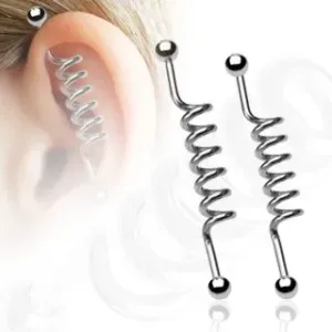 Spiralni piercing - industrial - za uho - Dolžina: 35 mm
