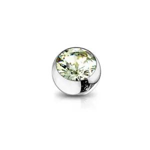 Rezervna jeklena kroglica za piercing z navojem - zeleni cirkon, različne velikosti, komplet 10 kosov - Premer: 3 mm