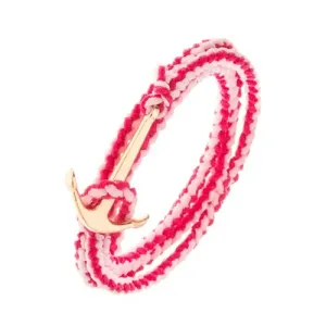 Pletena zapestnica za ovijanje okrog roke, rožnata barva, bleščeče ladijsko sidro