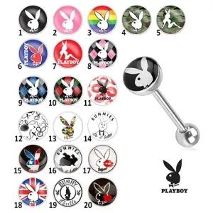 Jeklen piercing za jezik - različni Playboyevi motivi - Simbol: PB02
