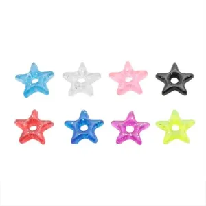 Obesek za piercing – barvna akrilna zvezda z bleščicami - Barva: Modra