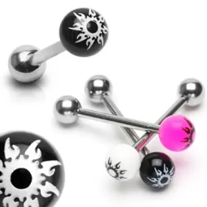 Palčka za jezik, plastična kroglica, zvezda - Barva piercinga: Rožnata