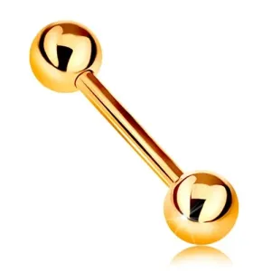 Piercing iz 9-k zlata – sijoča ročka s sijočima kroglicama, rumeno zlato, 12 mm #60631