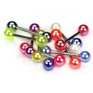 Piercing za jezik, barvne perlice - Barva piercinga: Bela