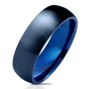 Jeklen obroček temno modre barve, mat zaobljena površina, 6 mm - Velikost: 54