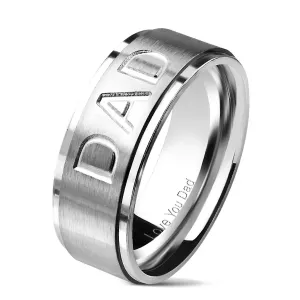 Jeklen poročni prstan z napisom DAD, 8 mm - Velikost: 62