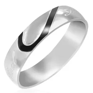 Jeklen poročni prstan z vgraviranim napisom »Real Love« - Velikost: 52