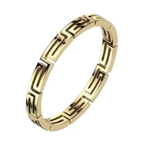 Jeklen prstan 316L - grški vzorec, zlata barva - Velikost: 49