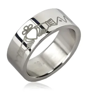 Jeklen prstan - irski prstan, verižica, cik-cak - Velikost: 57