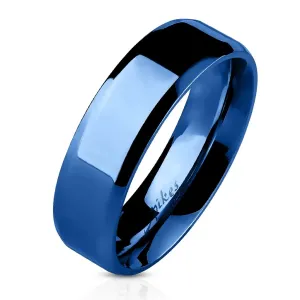 Poliran gladek poročni prstan iz nerjavečega jekla, kraljevsko modra, 8 mm - Velikost: 64