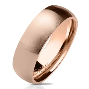 Poročni prstan iz nerjavečega jekla bakrene barve, mat zaobljena površina, 6 mm - Velikost: 59