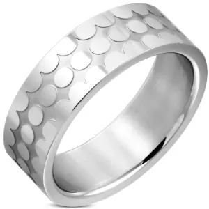 Poročni prstan iz nerjavečega jekla - sijoči krogi, mat zareza, 8 mm - Velikost: 54