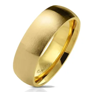 Poročni prstan iz nerjavečega jekla zlate barve, mat zaobljena površina, 6 mm - Velikost: 55