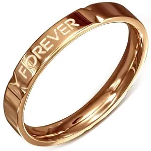 Poročni prstan rožnato zlate barve - jeklo, »Forever Love« - Velikost: 51