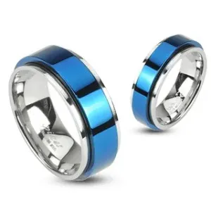 Vrtljiv prstan iz nerjavečega jekla - modra barva - Velikost: 51