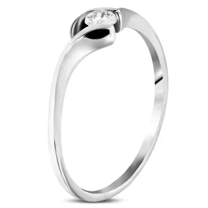 Zaročni prstan - cirkon, ukrivljena sredina v obliki črke U - Velikost: 48