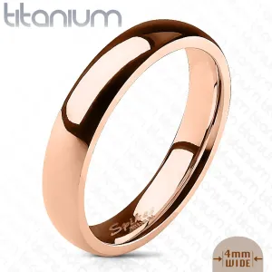 Gladek prstan iz titana v barvi rožnatega zlata, sijoča ​​površina, 4 mm - Velikost: 50