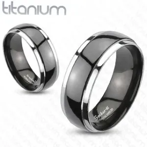 Obroček iz titana - črno-srebrna barvna kombinacija - Velikost: 50