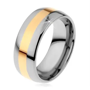 Dvobarven volframov prstan – zlat pas, 8 mm - Velikost: 49