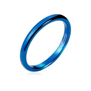 Prstan iz volframa - gladka modra zaobljena površina, 2 mm - Velikost: 51