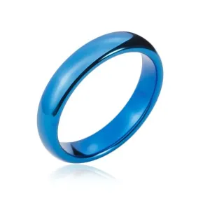 Prstan iz volframa z zaobljenimi robovi temno modre barve, 4 mm - Velikost: 48