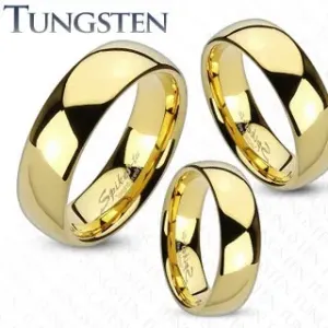 Volframov prstan zlate barve, sijoča in gladka površina, 6 mm - Velikost: 69