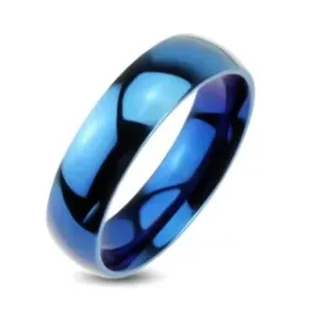 Moder kovinski poročni prstan - gladek prstan z zrcalno sijočim leskom - Velikost: 48